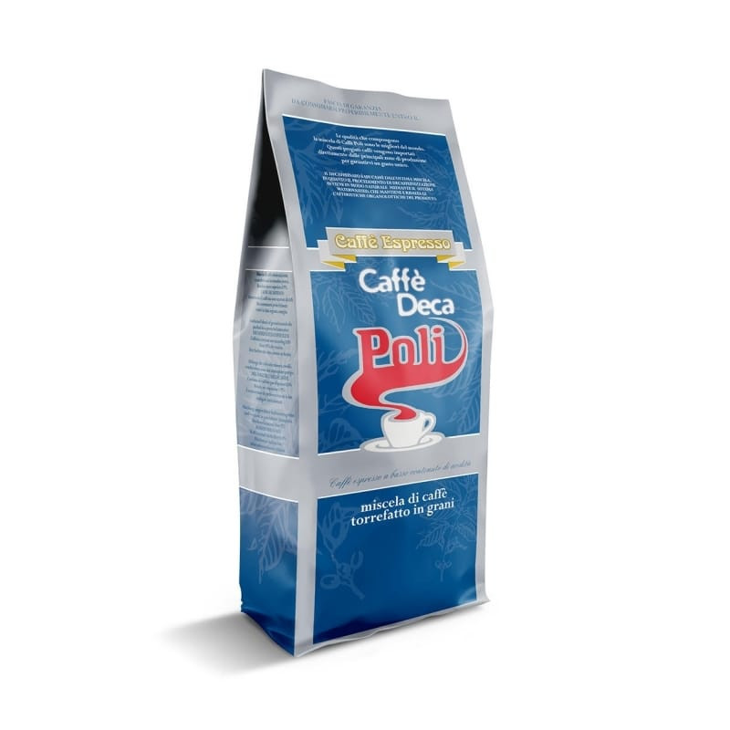Poli Deca bezkofeínová zrnková káva – Decaf espresso 1 kg